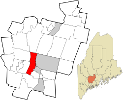曼彻斯特在肯纳贝克县的位置（以红色标示）
