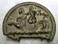 Nereid goddess riding a Ketos sea-monster, 2nd century BC, Sirkap.