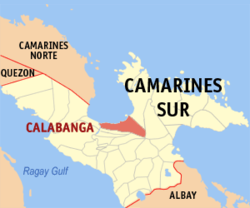 Map of Camarines Sur with Calabanga highlighted