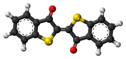 Ball-and-stick model of the thioindigo molecule