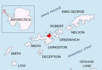 Location of Varna Peninsula on Livingston Island in the South Shetland Islands.