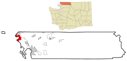 Location of Birch Bay within Whatcom County, Washington