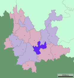 Location of Yuxi in Yunnan