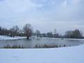 "La Pêcherie" artificial lake under snow.