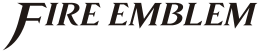 The series logo consists of the words "Fire Emblem" in a black, cursive, all-caps font, with the tail of the initial "F" dipping below the baseline.