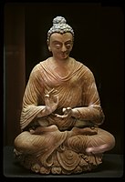 Seated Buddha, Fondukistan monastery. National Museum of Afghanistan.[123]