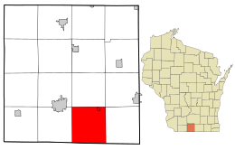 Location in Green County and the state of Wisconsin.