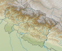 Map showing the location of Kafni Glacier