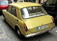 Rear view of a Maltese-assembled Austin 1100 Mk.III four-door saloon