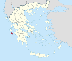 扎金索斯专区在希腊的位置