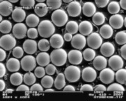 Retroreflective material in Scanning Electron Microscope, magnification 200 ×