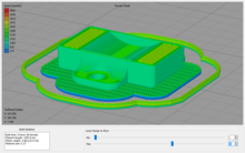 Slicer preview of a 3D model preparing for print.