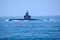 Indonesian Navy submarine KRI Nagapasa (403) during the annual armed force anniversary in Merak, Banten, 2017.