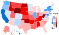 2016 U.S. presidential election margins, by state
