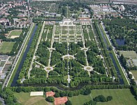 The Herrenhausen Gardens in Hanover, canal by Sophia of Hanover, mother of George I,[34] round three sides