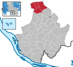 Map of Pinneberg highlighting Hörnerkirchen