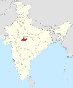 The map of India showing Bhopal State