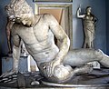 "The Dying Gaul", a Roman marble copy of a Hellenistic work, originally in bronze, of the late 3rd century BCE Capitoline Museums, Rome