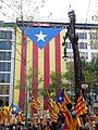 The Demonstration "Catalunya, nou estat d'Europa" of 11 September 2012.[24] Estelada hanging between Carrer de Mallorca and Carrer de València, along Passeig de Gracia.