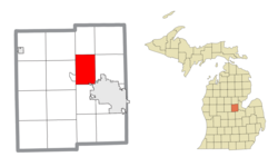 Location within Midland County and the state of Michigan