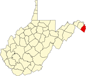 Map of West Virginia highlighting Jefferson County