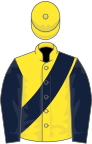 Yellow, Dark Blue sash and sleeves