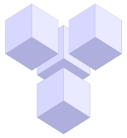 第七片，或称为P：V型的三立方体平放，另一个立方体放在转折的立方体上方的第一个，有立体对称性。