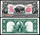 路易斯和克拉克在1901年10美元法定货币系列中被纪念（与美洲野牛一起）