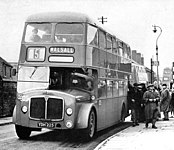 First pre-serial AEC Bridgemaster, registration YDH225, chassis number MB3RA001, bodywork by Crossley with H41/31R layout, entered into service with Walsall in Nov. 1956.[6][5]