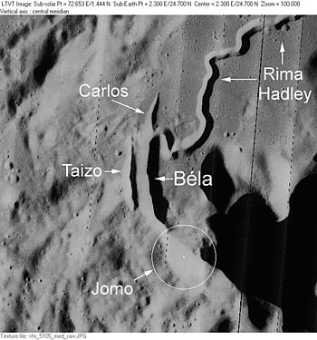 贝拉陨石坑周边区，月球轨道器5号拍摄。
