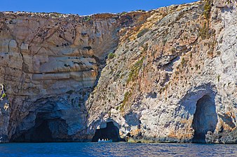 A tourist boat at the Blue Grotto.