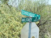 Road sign indicating where the Stoneman Military Trail ran through.