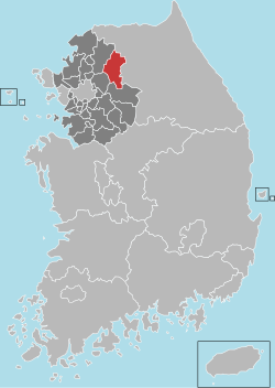 加平郡在韩国及京畿道的位置