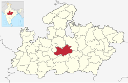 Location of Raisen district in Madhya Pradesh