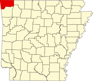 Map of Arkansas highlighting Benton County