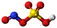 Ball-and-stick model of the nitrosylsulfuric acid molecule