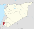 A: Eastern Quneitra in red, Israeli held Golan heights in red