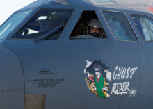 The exterior of a B-52 cockpit.