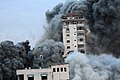 Gaza building being bombed