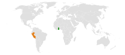 Map indicating locations of Ghana and Peru