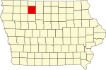 State map highlighting Palo Alto County