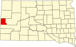 标示出劳伦斯县位置的地图