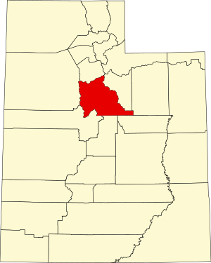 Map of Utah highlighting Utah County