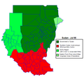 Sudan political map with districts