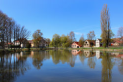 Pond in the centre of Únehle