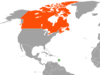 Location map for Barbados and Canada.