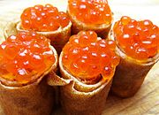 Blini with red caviar