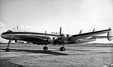 A Qantas Super Constellation at Heathrow, 1955