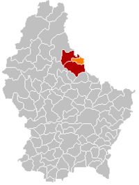 菲安登在卢森堡地图上的位置，菲安登为橙色，菲安登县为深红色
