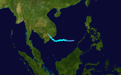 輕度颱風帕卡的路徑圖